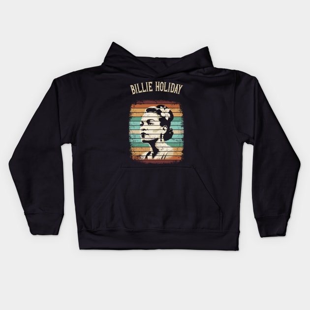 Retro Vintage Billie Holiday Kids Hoodie by Yopi